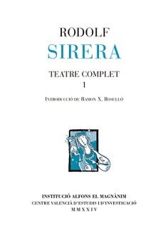 Rodolf Sirera. Teatre complet 1