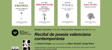 Vicent Camps recitará la "Poesia valenciana contemporània" en la Plaça del Llibre de Alicante