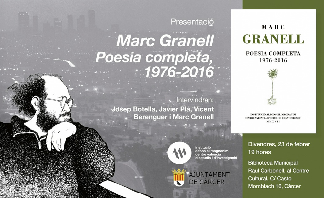 Càrcer va acollir la presentació de "Poesia completa (1976-2016)", de Marc Granell