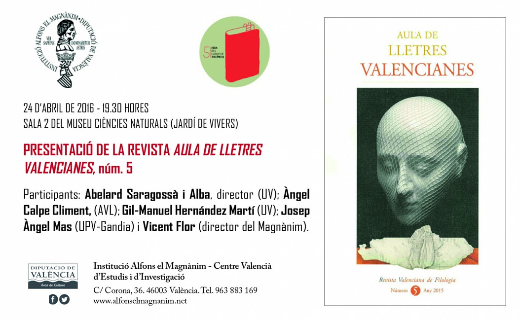 Presentación de la revista Aula de les Lletres Valencianes número 5 en la Feria del Libro