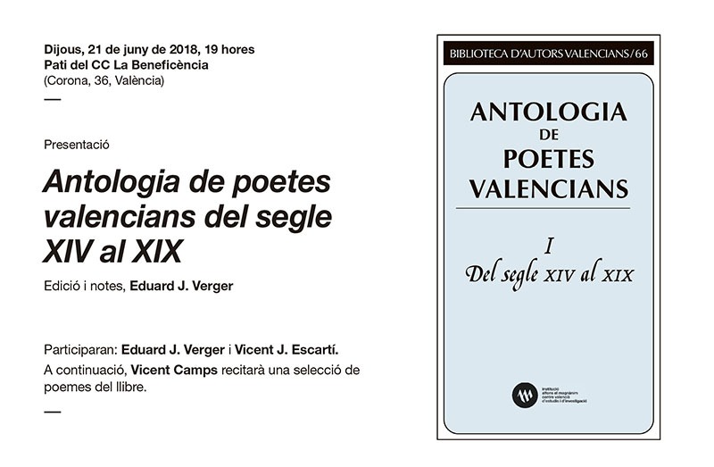 El Magnànim reedita el primer volum de l'Antologia de poetes valencians, a càrrec d'Eduard Verger