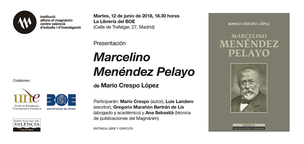 El llibre de "Marcelino Menéndez Pelayo" es presenta a Madrid