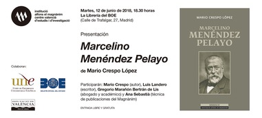 El llibre de "Marcelino Menéndez Pelayo" es presenta a Madrid