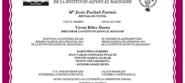 Acto de entrega de los Premios de Literatura València 2015 de la IAM