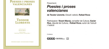 Rafael Roca presenta "Poesies i proses valencianes" de Teodor Llorente