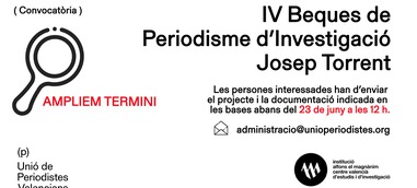 Se cierra la 4ª convocatoria de 2 becas de periodismo de investigación Josep Torrent